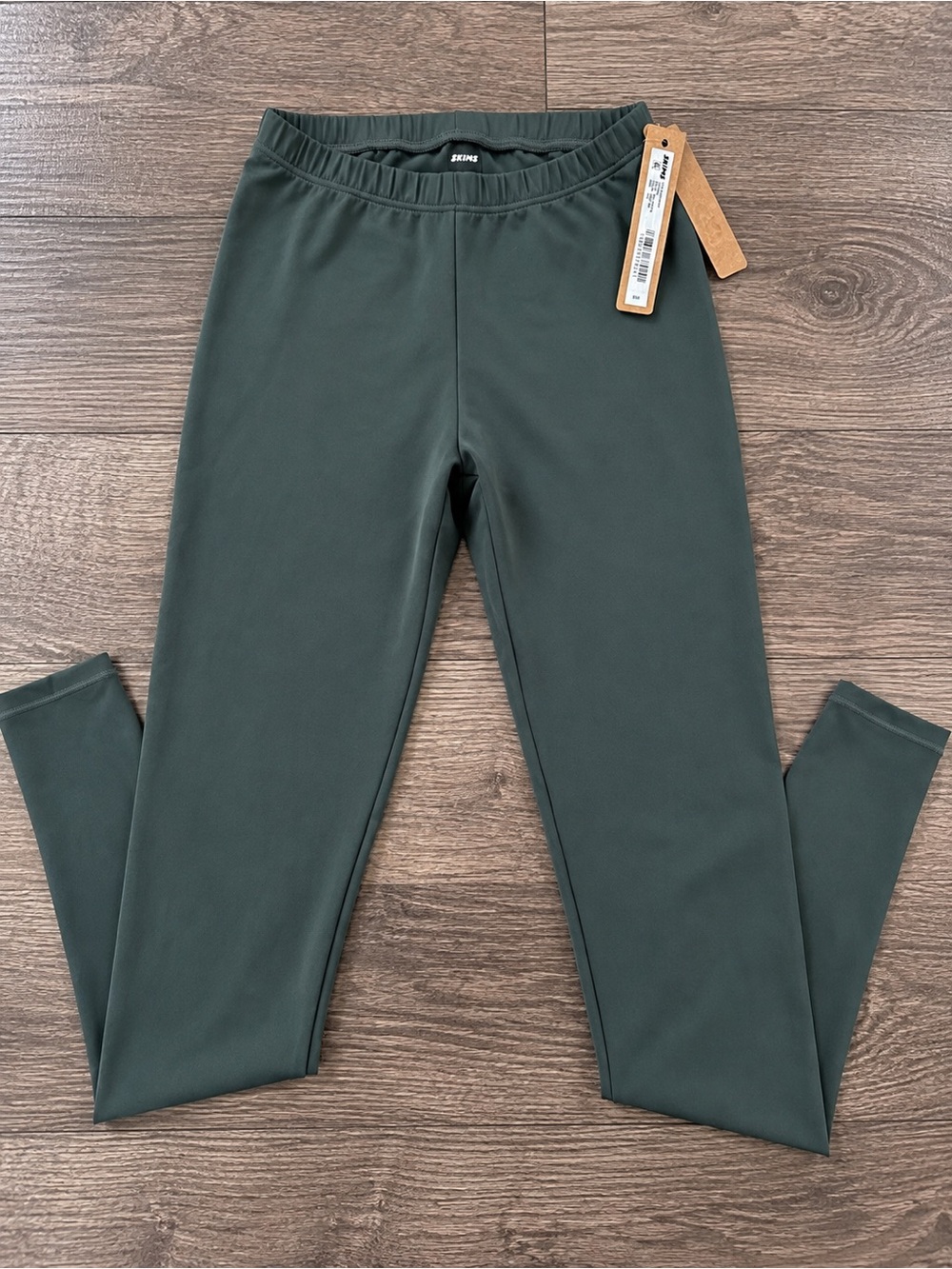 SKIMS Kids Dark Green Stretch Leggings